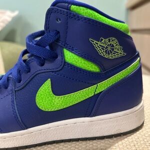 Nike Air Jordan Kids Blue and Green Sneakers